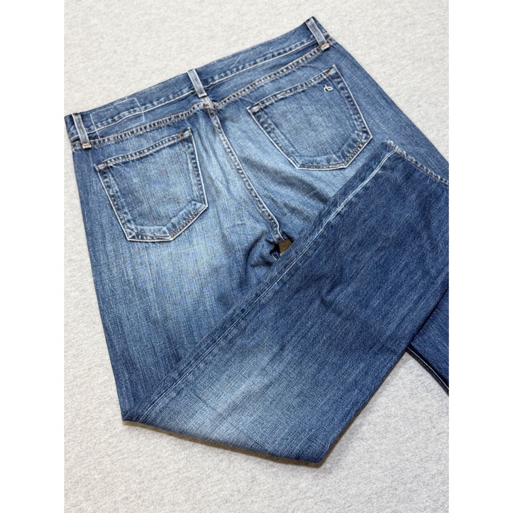 Rag & Bone RB 15X Slim Straight Jeans Mens 36 Blue Medium Wash Denim Button Fly